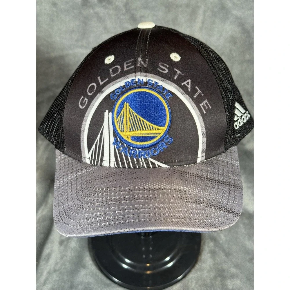 Golden State Warriors Hat Cap Snap Back One Size Black NBA Basketball Adidas